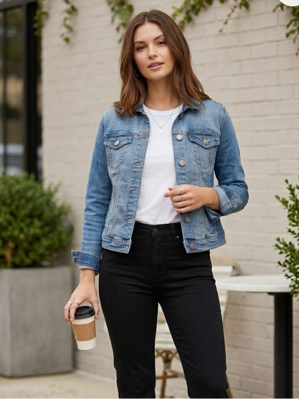 JORDACHE Medium Wash Denim Jean Jacket Medium Classic Stretch Trucker Coat M